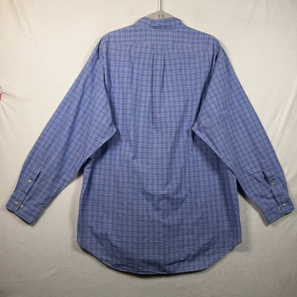 Ralph Lauren Yarmouth Shirt Mens 17 34/35 Blue Plaid Button Down Cotton Classic - Picture 2 of 10